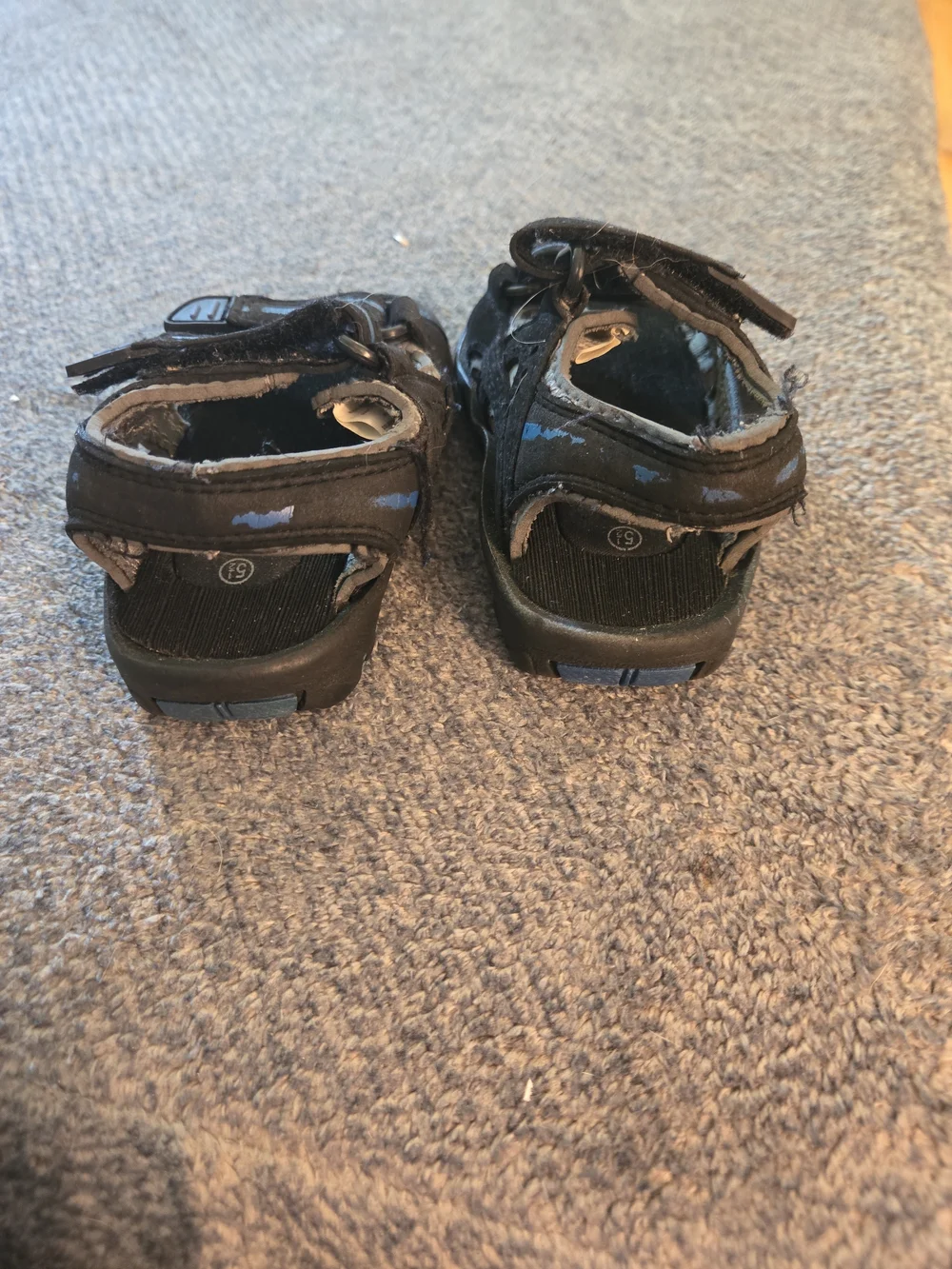 smartfit Black Sandals with Light Blue Stripes